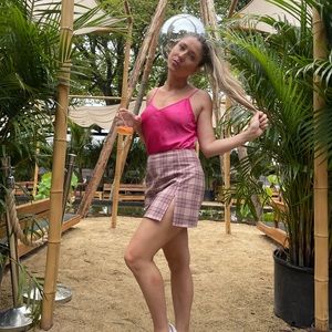 Aritzia Sunday Best Dusty Mauve Plaid Skirt